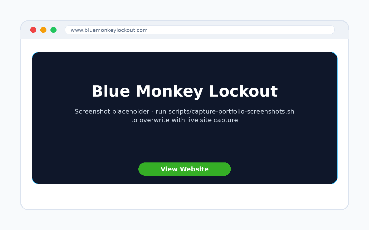 Blue Monkey Lockout website preview