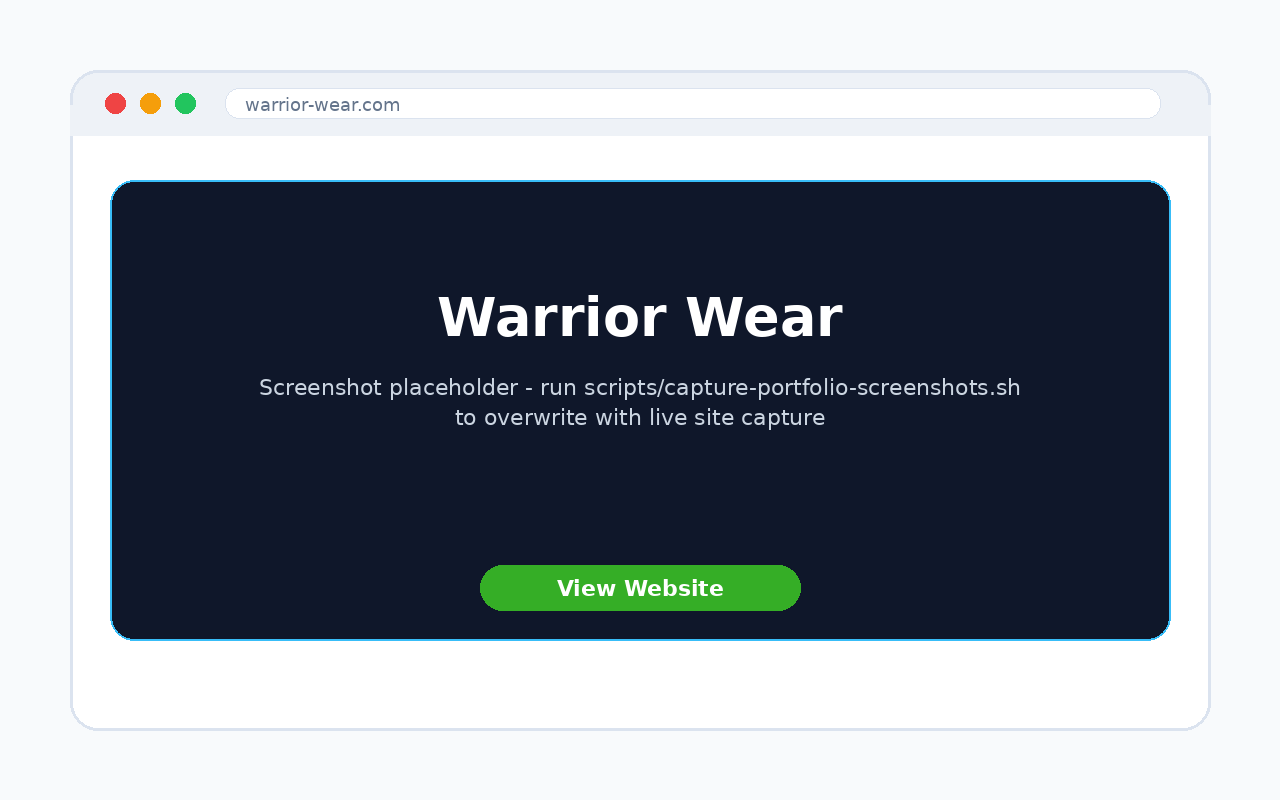 Warrior Wear website preview